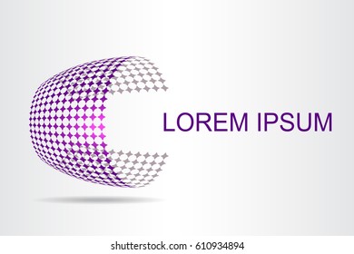 Logo stylized spherical surface with abstract shapes. This logo is suitable for global company, world technologies, media and publicity agencies 