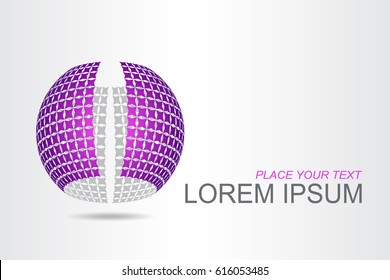 Logo stylized spherical surface with abstract shapes. This logo is suitable for global company, world technologies, media and publicity agencies 