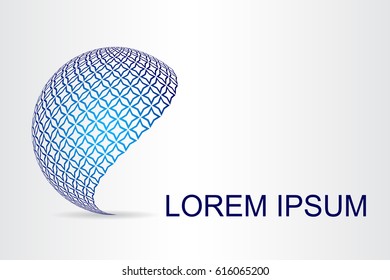 Logo stylized spherical surface with abstract shapes. This logo is suitable for global company, world technologies, media and publicity agencies 