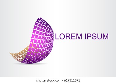 Logo stylized spherical surface with abstract shapes. This logo is suitable for global company, world technologies, media and publicity agencies 
