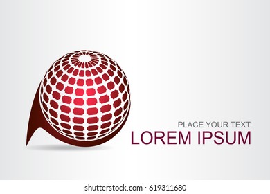 Logo stylized spherical surface with abstract shapes. This logo is suitable for global company, world technologies, media and publicity agencies 