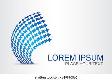 Logo stylized spherical surface with abstract shapes. This logo is suitable for global company, world technologies, media and publicity agencies 
