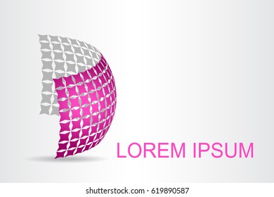 Logo stylized spherical surface with abstract shapes. This logo is suitable for global company, world technologies, media and publicity agencies 