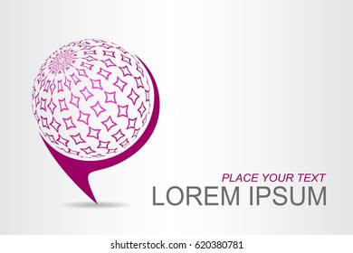 Logo stylized spherical surface with abstract shapes. This logo is suitable for global company, world technologies, media and publicity agencies 