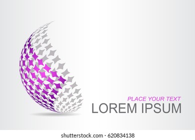 Logo stylized spherical surface with abstract shapes. This logo is suitable for global company, world technologies, media and publicity agencies 