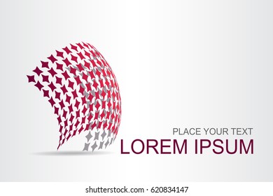 Logo stylized spherical surface with abstract shapes. This logo is suitable for global company, world technologies, media and publicity agencies 