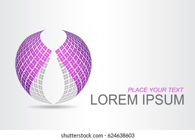 Logo stylized spherical surface with abstract shapes. This logo is suitable for global company, world technologies, media and publicity agencies 