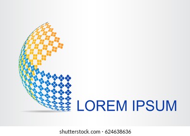 Logo stylized spherical surface with abstract shapes. This logo is suitable for global company, world technologies, media and publicity agencies 