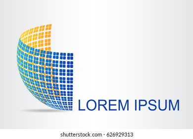 Logo stylized spherical surface with abstract shapes. This logo is suitable for global company, world technologies, media and publicity agencies 