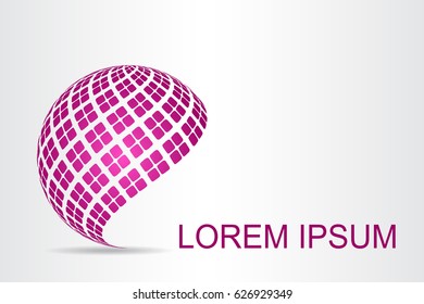Logo stylized spherical surface with abstract shapes. This logo is suitable for global company, world technologies, media and publicity agencies 