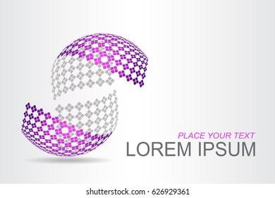 Logo stylized spherical surface with abstract shapes. This logo is suitable for global company, world technologies, media and publicity agencies 