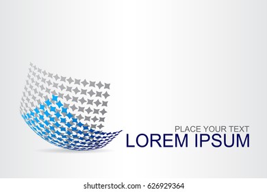 Logo stylized spherical surface with abstract shapes. This logo is suitable for global company, world technologies, media and publicity agencies 