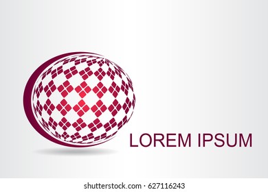 Logo stylized spherical surface with abstract shapes. This logo is suitable for global company, world technologies, media and publicity agencies 