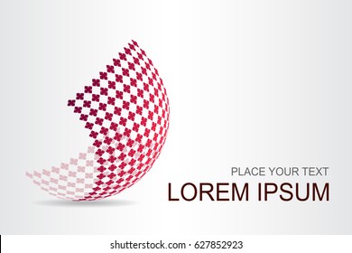 Logo stylized spherical surface with abstract shapes. This logo is suitable for global company, world technologies, media and publicity agencies 