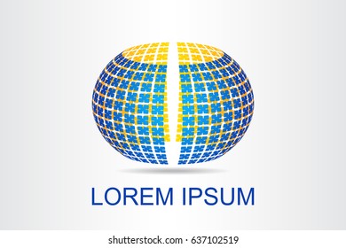 Logo stylized spherical surface with abstract shapes. This logo is suitable for global company, world technologies, media and publicity agencies 