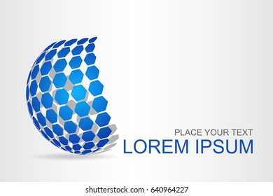 Logo stylized spherical surface with abstract shapes. This logo is suitable for global company, world technologies, media and publicity agencies 
