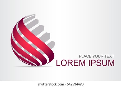 Logo stylized spherical surface with abstract shapes. This logo is suitable for global company, world technologies, media and publicity agencies 