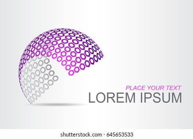 Logo stylized spherical surface with abstract shapes. This logo is suitable for global company, world technologies, media and publicity agencies 