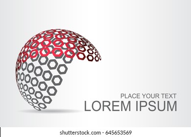 Logo stylized spherical surface with abstract shapes. This logo is suitable for global company, world technologies, media and publicity agencies 