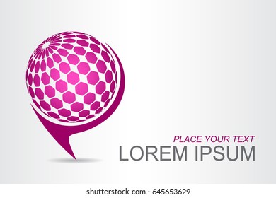Logo stylized spherical surface with abstract shapes. This logo is suitable for global company, world technologies, media and publicity agencies 