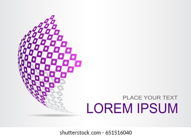 Logo stylized spherical surface with abstract shapes. This logo is suitable for global company, world technologies, media and publicity agencies 