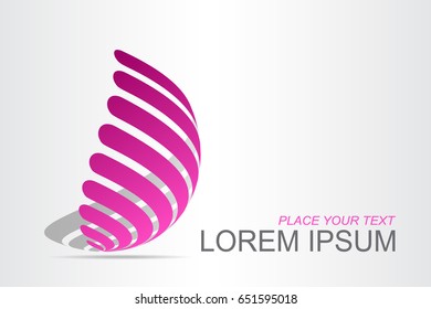 Logo stylized spherical surface with abstract shapes. This logo is suitable for global company, world technologies, media and publicity agencies 