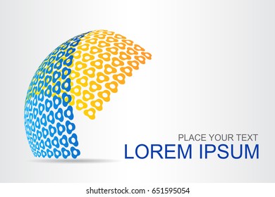 Logo stylized spherical surface with abstract shapes. This logo is suitable for global company, world technologies, media and publicity agencies 