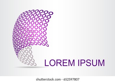 Logo stylized spherical surface with abstract shapes. This logo is suitable for global company, world technologies, media and publicity agencies 