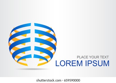 Logo stylized spherical surface with abstract shapes. This logo is suitable for global company, world technologies, media and publicity agencies 