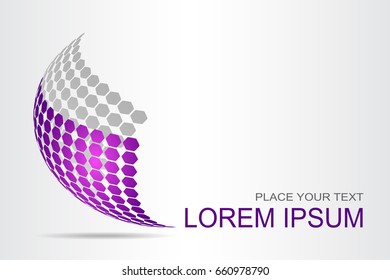 Logo stylized spherical surface with abstract shapes. This logo is suitable for global company, world technologies, media and publicity agencies 
