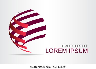 Logo stylized spherical surface with abstract shapes. This logo is suitable for global company, world technologies, media and publicity agencies 