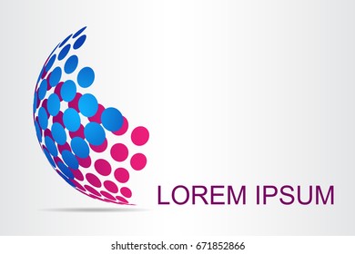 Logo stylized spherical surface with abstract shapes. This logo is suitable for global company, world technologies, media and publicity agencies 