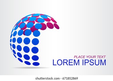 Logo stylized spherical surface with abstract shapes. This logo is suitable for global company, world technologies, media and publicity agencies 
