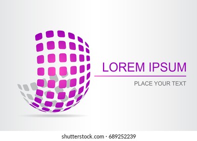 Logo stylized spherical surface with abstract shapes. This logo is suitable for global company, world technologies, media and publicity agencies 