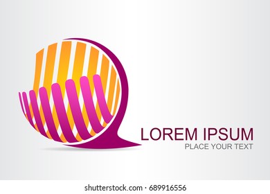 Logo stylized spherical surface with abstract shapes. This logo is suitable for global company, world technologies, media and publicity agencies 