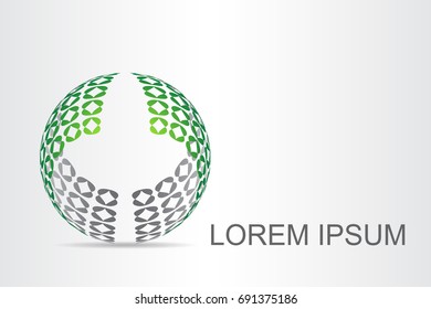 Logo stylized spherical surface with abstract shapes. This logo is suitable for global company, world technologies, media and publicity agencies 