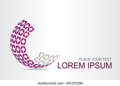 Logo stylized spherical surface with abstract shapes. This logo is suitable for global company, world technologies, media and publicity agencies 