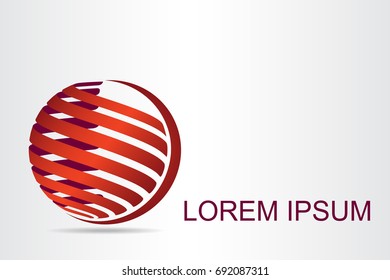 Logo stylized spherical surface with abstract shapes. This logo is suitable for global company, world technologies, media and publicity agencies 