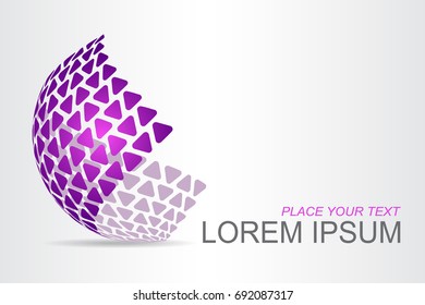 Logo stylized spherical surface with abstract shapes. This logo is suitable for global company, world technologies, media and publicity agencies 