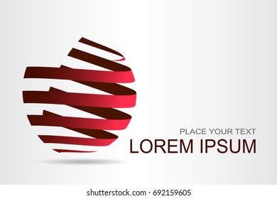Logo stylized spherical surface with abstract shapes. This logo is suitable for global company, world technologies, media and publicity agencies 