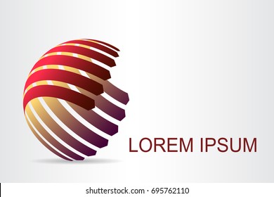 Logo stylized spherical surface with abstract shapes. This logo is suitable for global company, world technologies, media and publicity agencies 