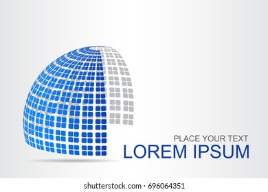 Logo stylized spherical surface with abstract shapes. This logo is suitable for global company, world technologies, media and publicity agencies 