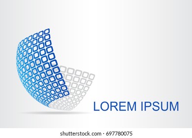 Logo stylized spherical surface with abstract shapes. This logo is suitable for global company, world technologies, media and publicity agencies 