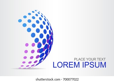 Logo stylized spherical surface with abstract shapes. This logo is suitable for global company, world technologies, media and publicity agencies 