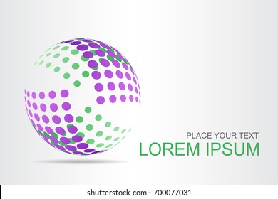 Logo stylized spherical surface with abstract shapes. This logo is suitable for global company, world technologies, media and publicity agencies 