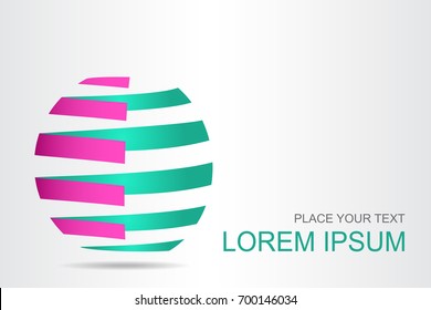 Logo stylized spherical surface with abstract shapes. This logo is suitable for global company, world technologies, media and publicity agencies 