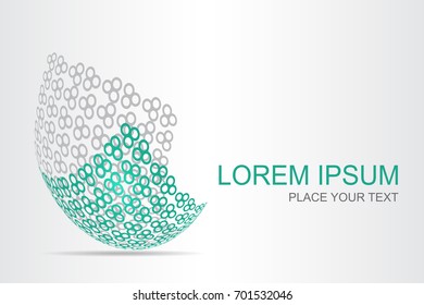 Logo stylized spherical surface with abstract shapes. This logo is suitable for global company, world technologies, media and publicity agencies 