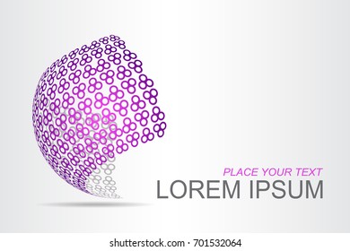 Logo stylized spherical surface with abstract shapes. This logo is suitable for global company, world technologies, media and publicity agencies 