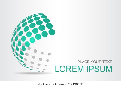 Logo stylized spherical surface with abstract shapes. This logo is suitable for global company, world technologies, media and publicity agencies 