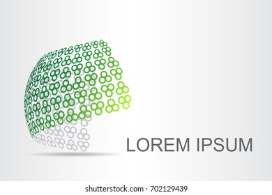 Logo stylized spherical surface with abstract shapes. This logo is suitable for global company, world technologies, media and publicity agencies 